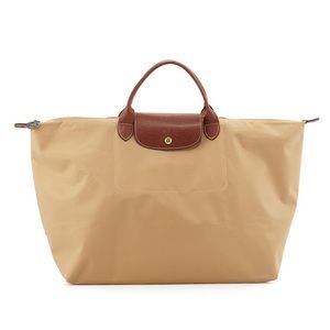 Longchamp Large Tan Travel Tote with Short Handles